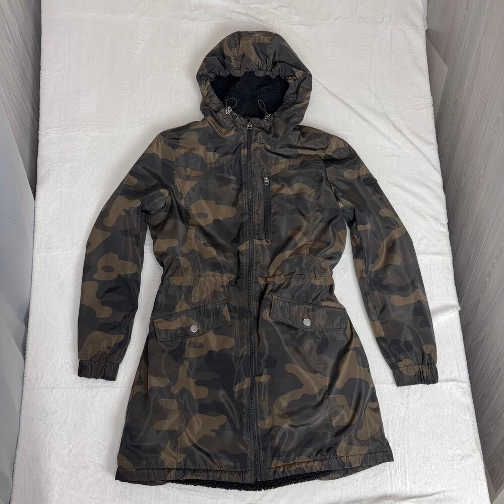 Lucky Brand Camo Anorak Jacket Womens M Multicolor Plush-Lined Gorpcore Military